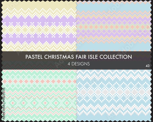 Pastel Christmas Fair Isle Seamless Pattern Collection