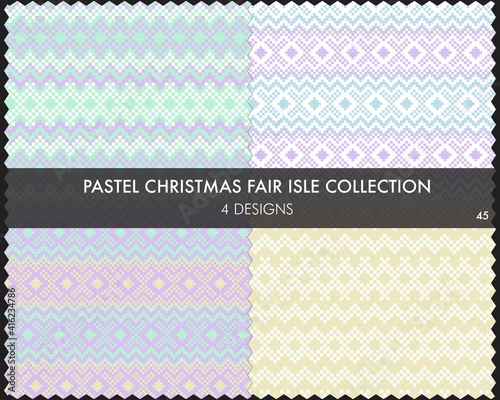 Pastel Christmas Fair Isle Seamless Pattern Collection