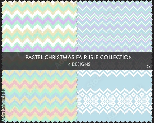 Pastel Christmas Fair Isle Seamless Pattern Collection
