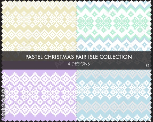 Pastel Christmas Fair Isle Seamless Pattern Collection