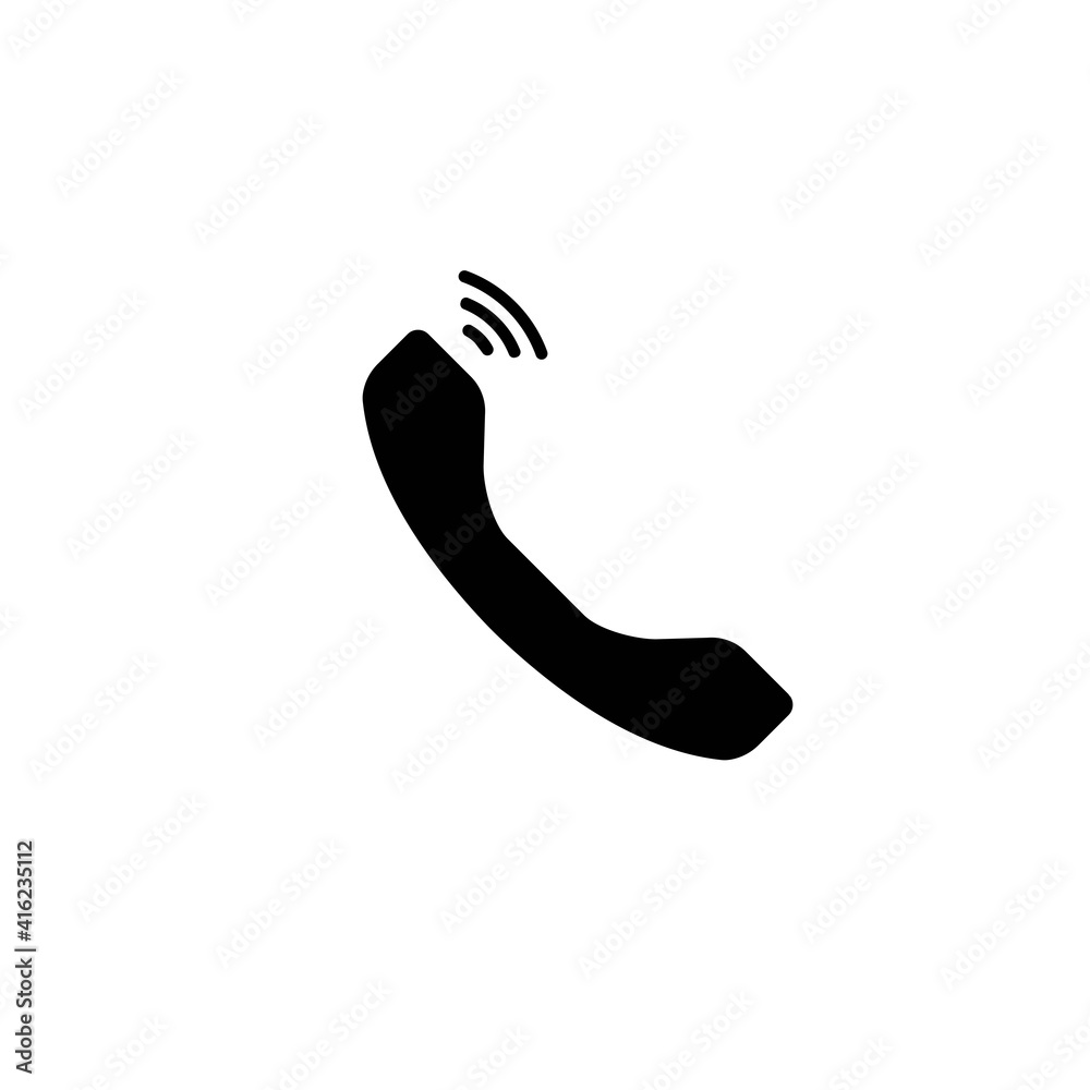 Classic modern handset phone in black line icon. Telephone with button outline illustration. Sign phone sound waves. For app, graphic design, infographic, web, site, ui, ux. Vector EPS 10