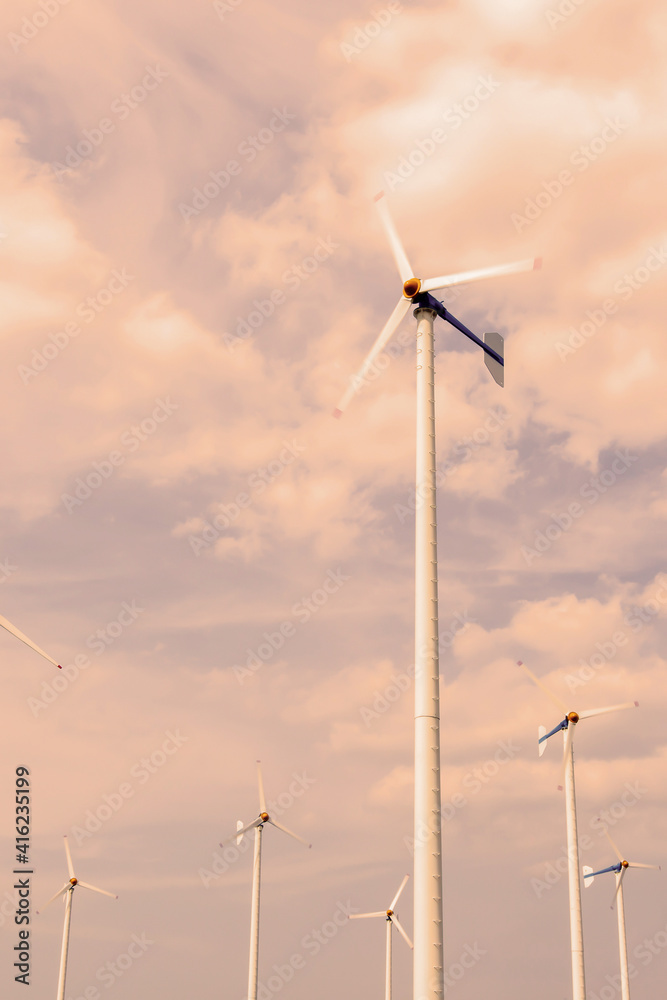 Wind turbine or wind park on the sky. Wind turbine or wind park on the sky.