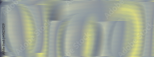 Abstract lined blend texture deformation with curved and metallic effect surface in dark gray halftones. Monochrome background saver for interior decor, mobile apps, business card, image of blog.