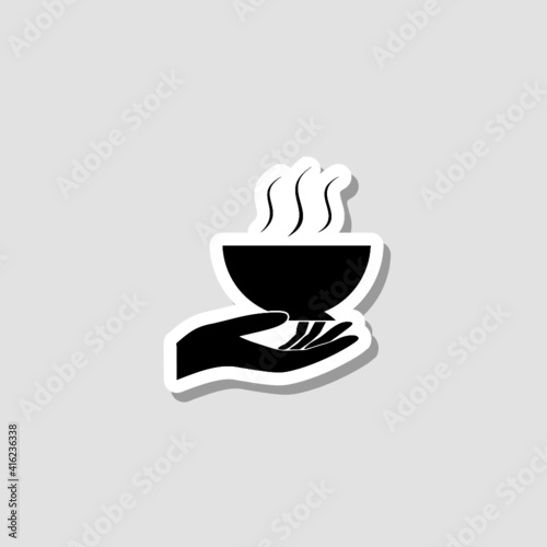 Food bowl hand sticker icon