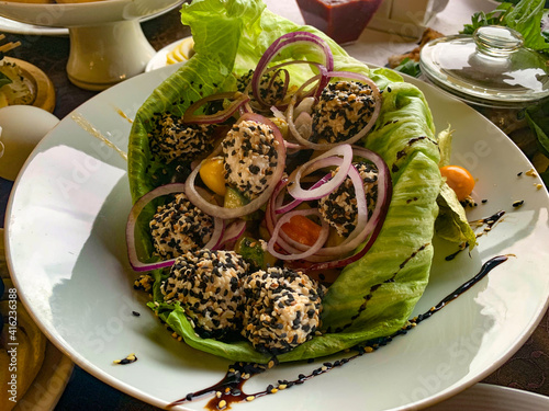 salad with salmon and avocado