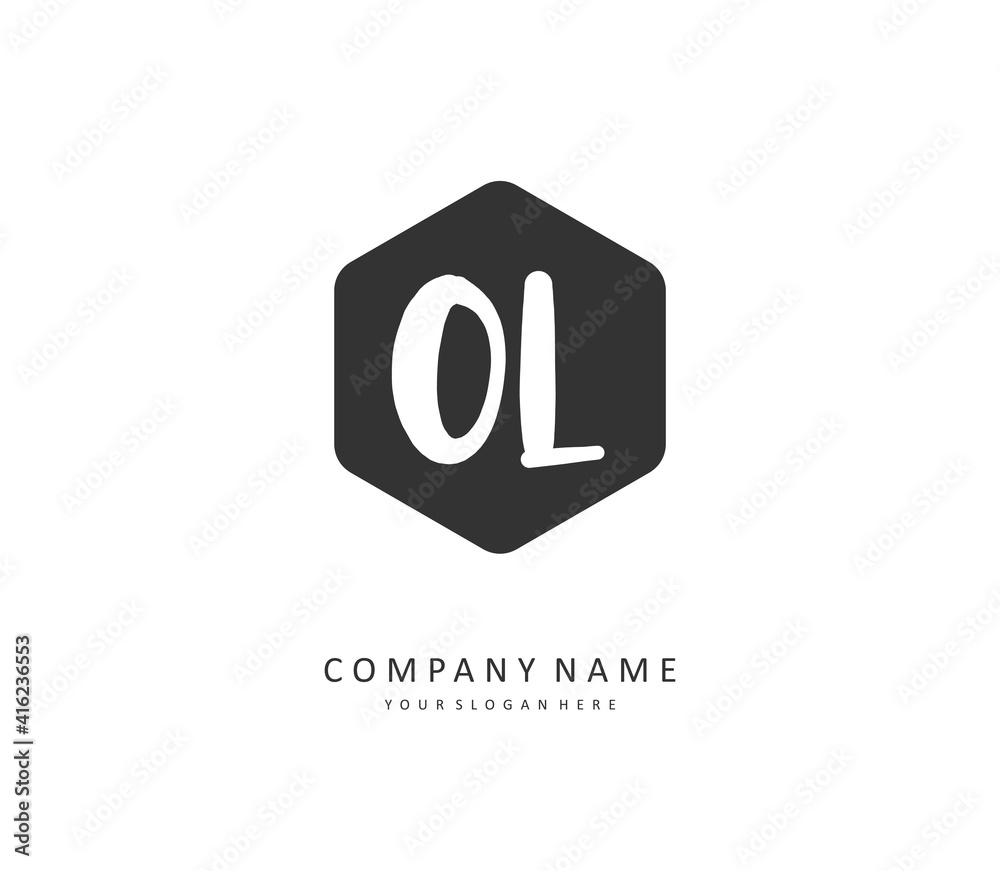 OL Initial letter handwriting and signature logo. A concept handwriting initial logo with template element.