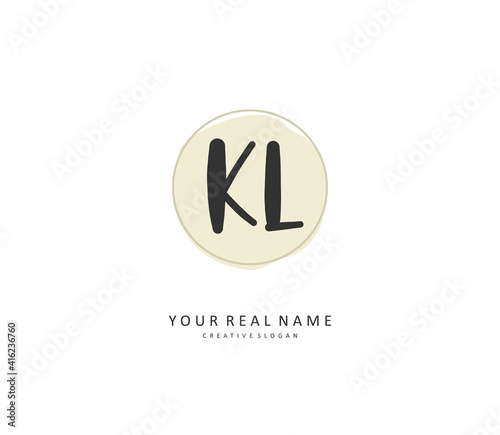 KL Initial letter handwriting and signature logo. A concept handwriting initial logo with template element. © FAAZT_Creative