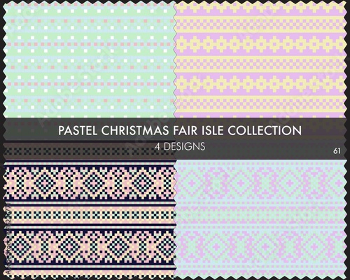 Pastel Christmas Fair Isle Seamless Pattern Collection