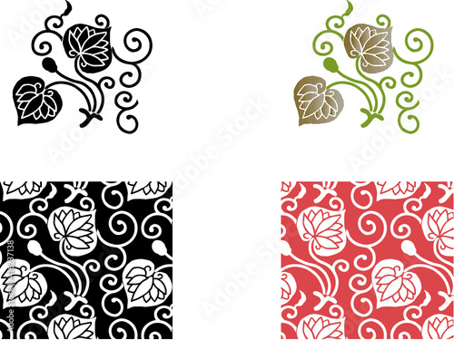 平安有職文様_葵唐草（あおいからくさ）_タイル