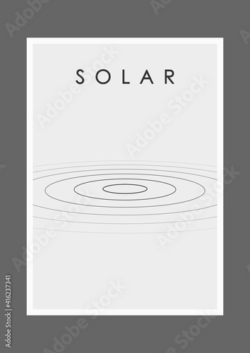 Minimalist black and white design for the cover of a scientific conference and other events, vector. Physics, astronomy and solar system concept.