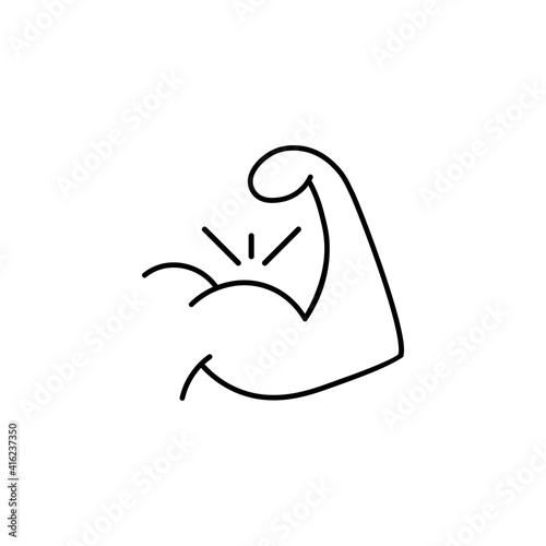 Body Building line icon. Logo single muscle. Thin outline flat style design in black. Gym concept. Creative strong muscular illustration for web, app, mobile, software, ui, ux. Vector EPS 10
