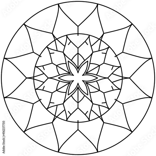 Simple Mandala Shape for Coloring. Vector Mandala. Floral. Flower. Oriental. Coloring Book Page. Outline.
