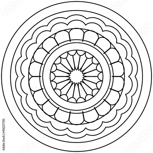 Simple Mandala Shape for Coloring. Vector Mandala. Floral. Flower. Oriental. Coloring Book Page. Outline.
