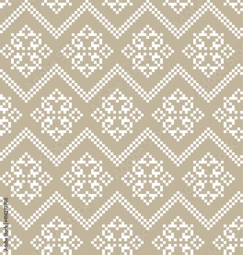 Brown Christmas Fair Isle Seamless Pattern Background