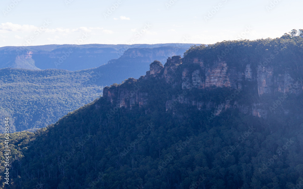 Rock cliff formation at Blue Mountains area, Australia.