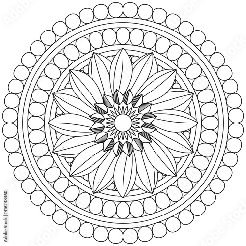 Simple Mandala Shape for Coloring. Vector Mandala. Floral. Flower. Oriental. Coloring Book Page. Outline.
