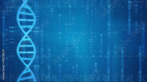 DNA double helix gene code background.Genetic gene sequence .Blue dynamic background of genetic gene sequence Life Science