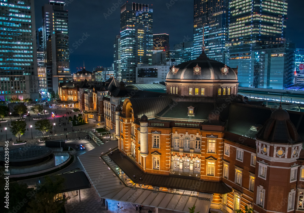 Night view of Tokyo Station from JP Tower, one of the best places to view Tokyo city