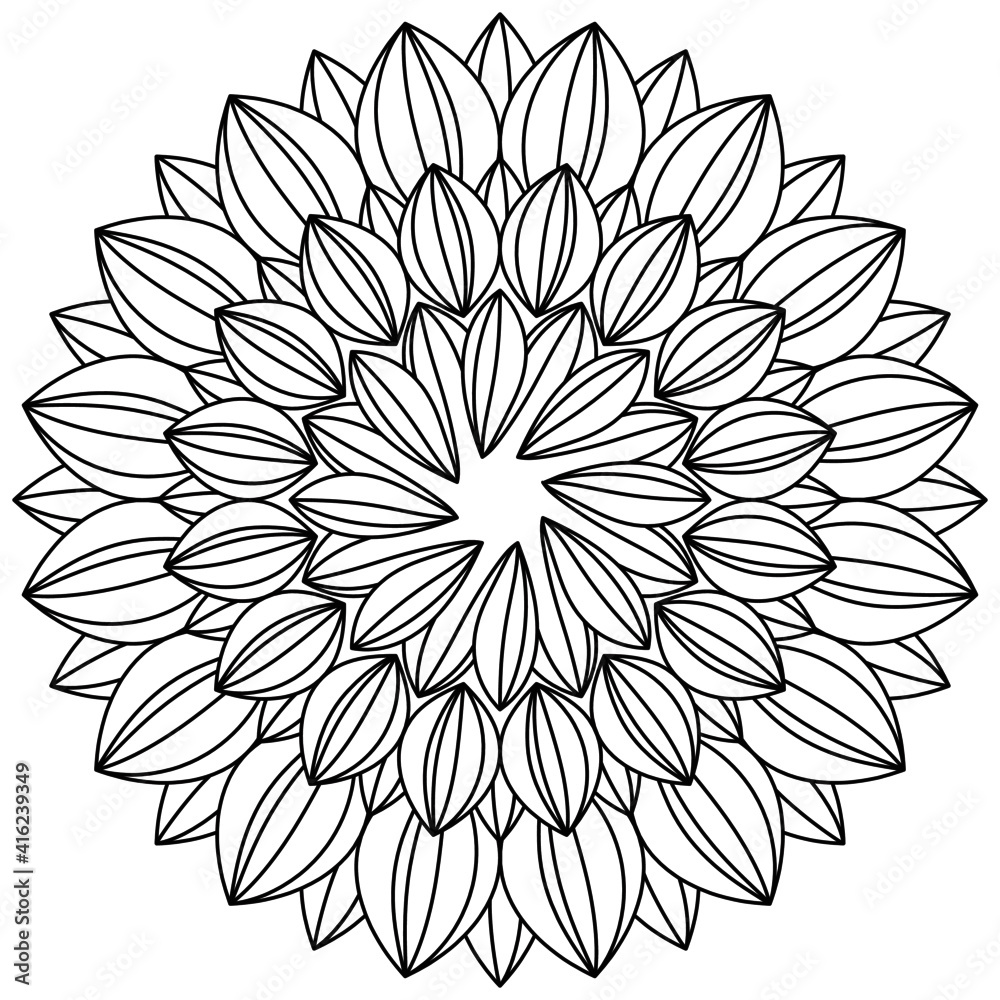 Beautiful Mandala Shape for Coloring. Vector Mandala. Christmas. Oriental. Book Page. Lines
