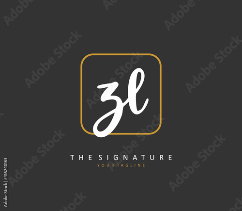 ZL Initial letter handwriting and signature logo. A concept handwriting initial logo with template element.