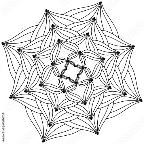 Simple Mandala Shape for Coloring. Vector Mandala. Circular. Flower. Oriental. Coloring Book Page. Outline.
