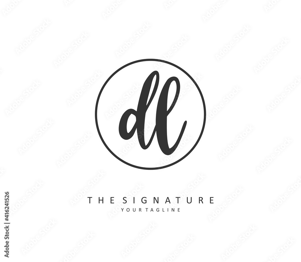 DL Initial letter handwriting and signature logo. A concept handwriting initial logo with template element.