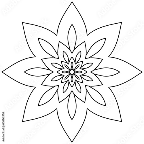 Simple Mandala Shape for Coloring. Vector Mandala. Circular. Flower. Oriental. Coloring Book Page. Outline.
