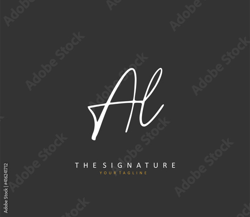 AL Initial letter handwriting and signature logo. A concept handwriting initial logo with template element.