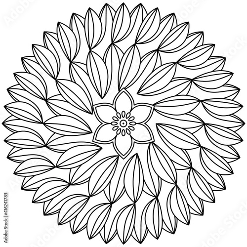 Simple Mandala Shape for Coloring. Vector Mandala. Circular. Flower. Oriental. Coloring Book Page. Outline.

