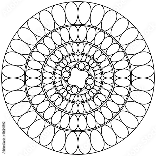 Simple Mandala Shape for Coloring. Vector Mandala. Circular. Flower. Oriental. Coloring Book Page. Outline.
