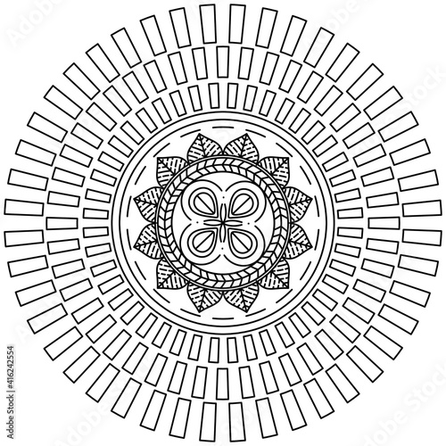 Beautiful Mandala Shape for Coloring. Vector Mandala. Oriental. Book Page. Lines
