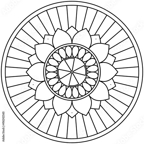 Beautiful Mandala Shape for Coloring. Vector Mandala. Oriental. Book Page. Lines
