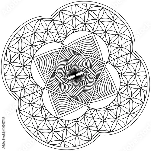 Beautiful Mandala Shape for Coloring. Vector Mandala. Oriental. Book Page. Lines
