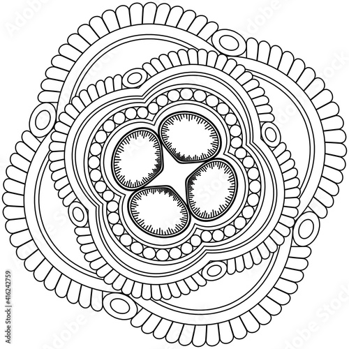 Beautiful Mandala Shape for Coloring. Vector Mandala. Oriental. Book Page. Lines
