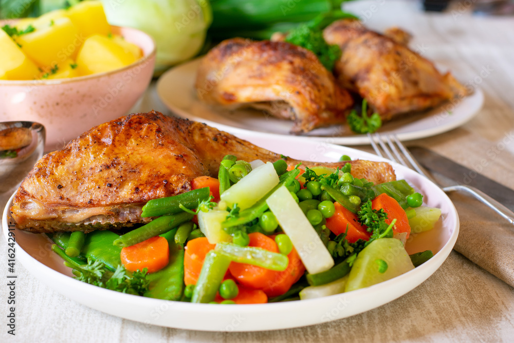 grilled chicken with vegetables