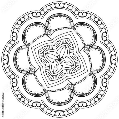 Beautiful Mandala Shape for Coloring. Vector Mandala. Oriental. Book Page. Lines
