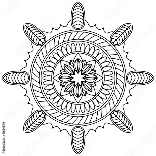 Beautiful Mandala Shape for Coloring. Vector Mandala. Oriental. Book Page. Lines
