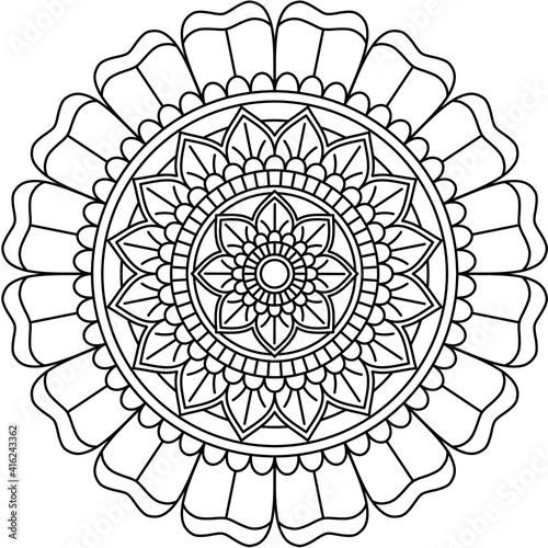 Beautiful Mandala Shape for Coloring. Vector Mandala. Oriental. Book Page. Lines
