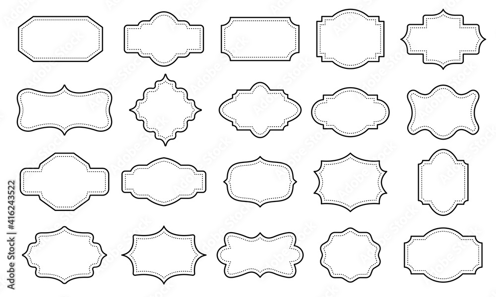 Set of vintage frames for design. Collection of retro labels. Vector illustration