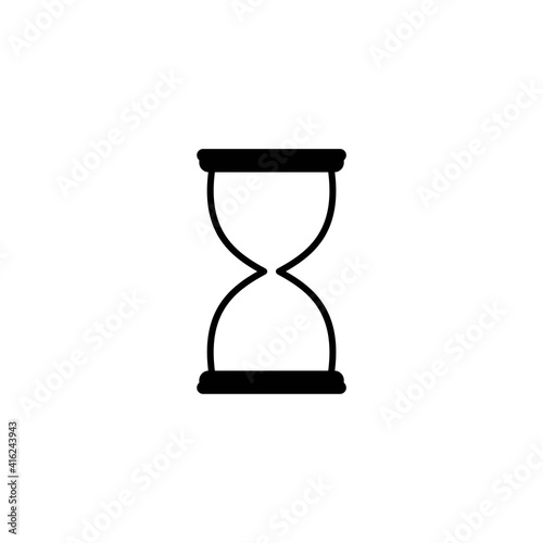 Hourglass linear icon in black. Simple sand clock or hour glass sign. Isolated on white background. Time, timer, countdown concept. Wait illustration. Design mobile, web, app, ui, ux. Vector EPS 10