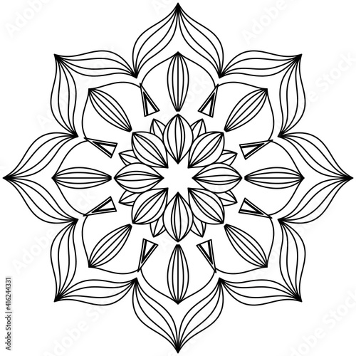 Simple Mandala Shape for Coloring. Vector Mandala. Floral. Flower. Oriental. Coloring Book Page. Outline.
