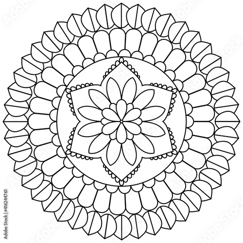 Simple Mandala Shape for Coloring. Vector Mandala. Floral. Flower. Oriental. Coloring Book Page. Outline.
