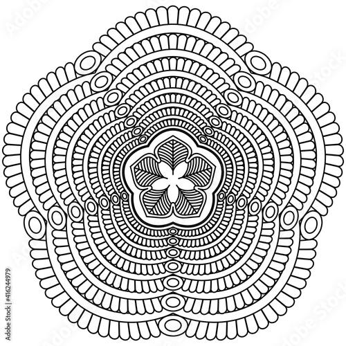 Simple Mandala Shape for Coloring. Vector Mandala. Floral. Flower. Oriental. Coloring Book Page. Outline.

