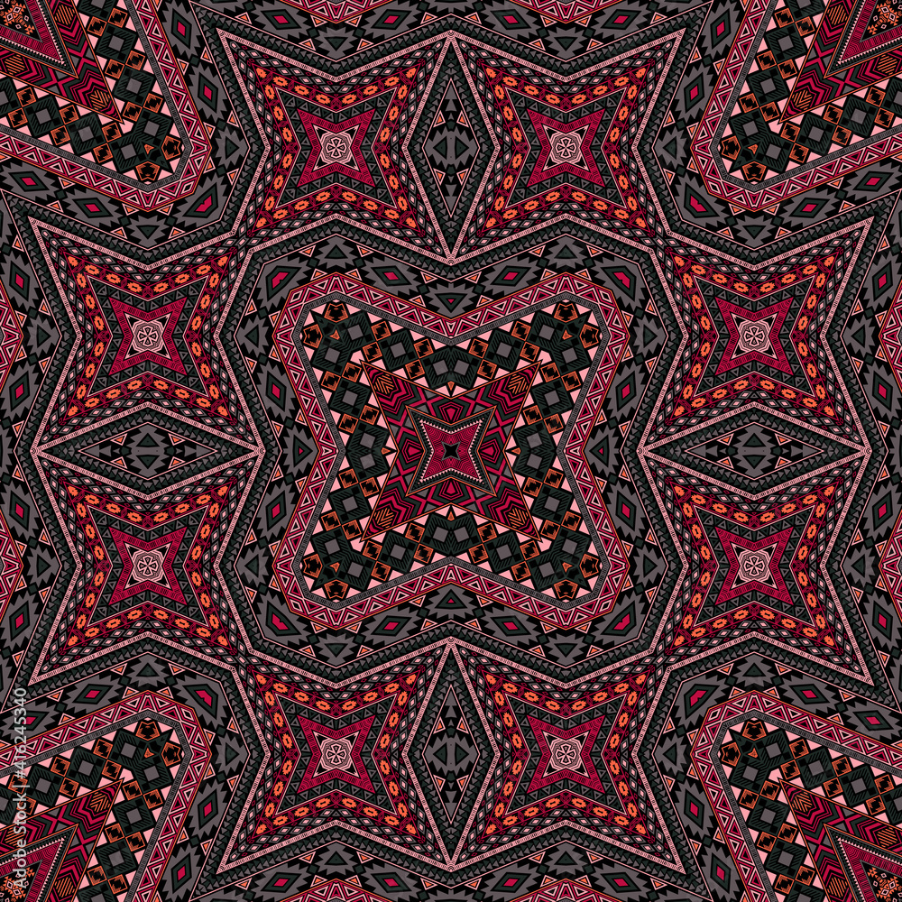 Arabian seamless ornament vector design. Oriental geometric texture. Textile print in ethnic style.