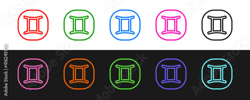 Set line Gemini zodiac sign icon isolated on black and white background. Astrological horoscope collection. Vector.