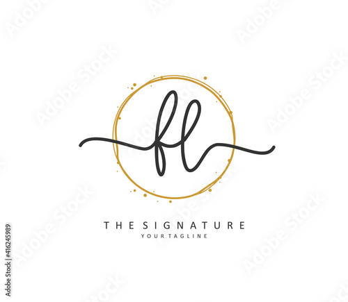 FL Initial letter handwriting and signature logo. A concept handwriting initial logo with template element.