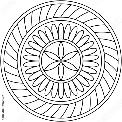 Simple Mandala Shape for Coloring. Vector Mandala. Floral. Flower. Oriental. Coloring Book Page. Outline.
