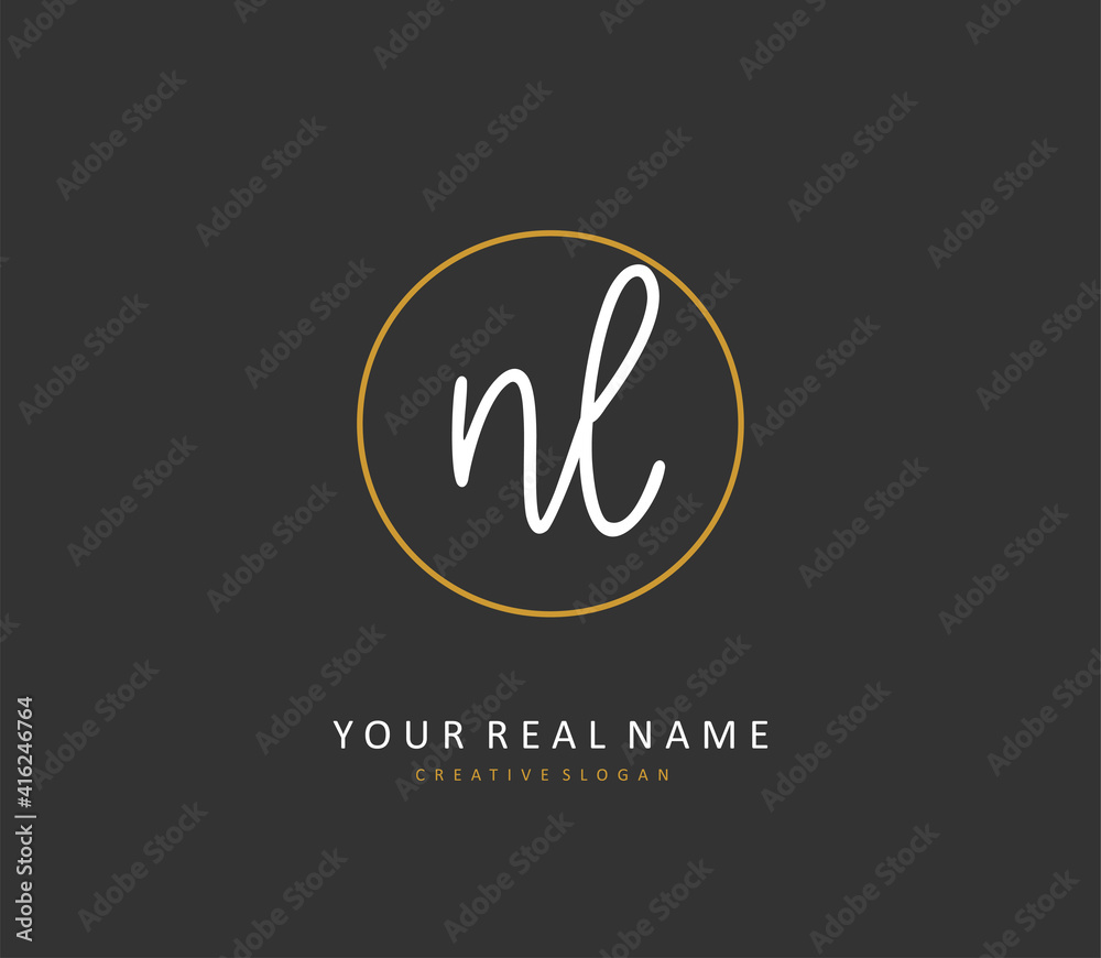 NL Initial letter handwriting and signature logo. A concept handwriting initial logo with template element. NL Initial letter handwriting and signature logo. A concept handwriting initial logo with template element.