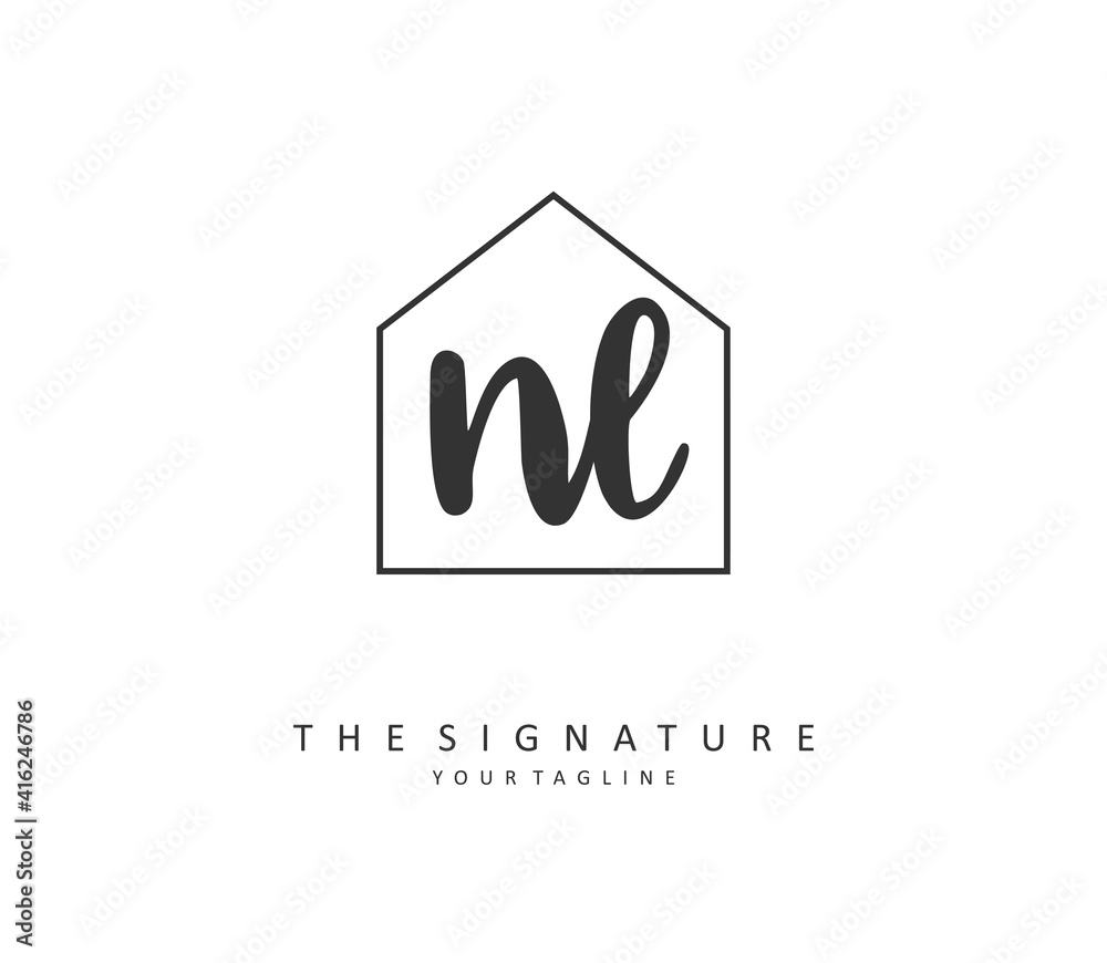 NL Initial letter handwriting and signature logo. A concept handwriting initial logo with template element. NL Initial letter handwriting and signature logo. A concept handwriting initial logo with template element.