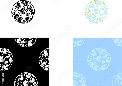 平安有職文様_瞿麦丸（なでしこのまる）03_タイル